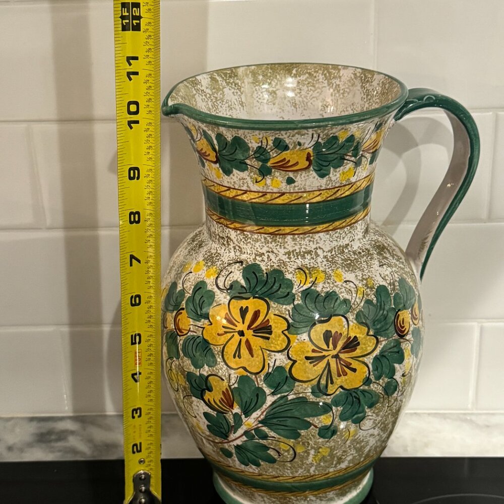 WERTARBEIT HERSTELLUNG VERTRIEB Pottery vase Large Pitcher Flowers Green 214/25 - Picture 14 of 16
